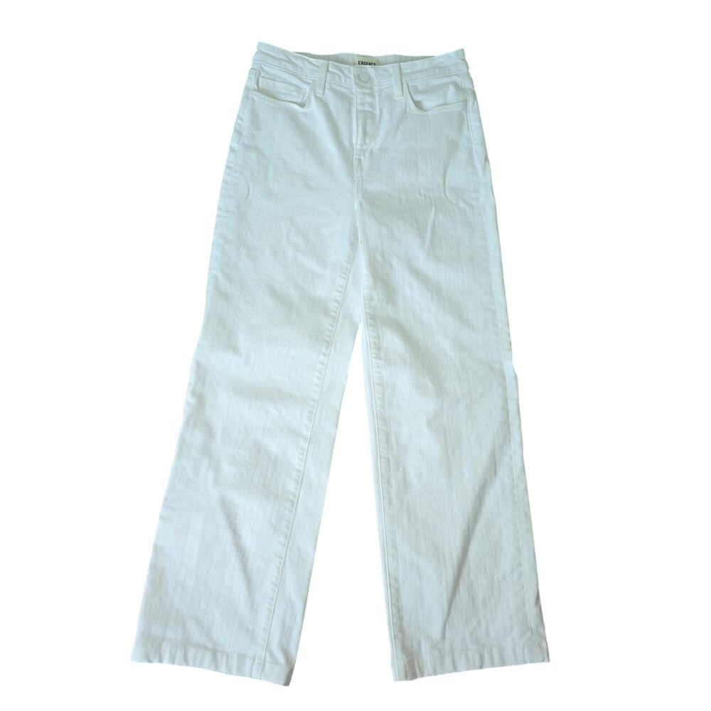 L'AGENCE Clayton High-Rise Wide Leg Flare - Blanc/White - Size 28